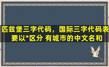 匹兹堡三字代码，国际三字代码表 要以*区分 有城市的中文名和英文名